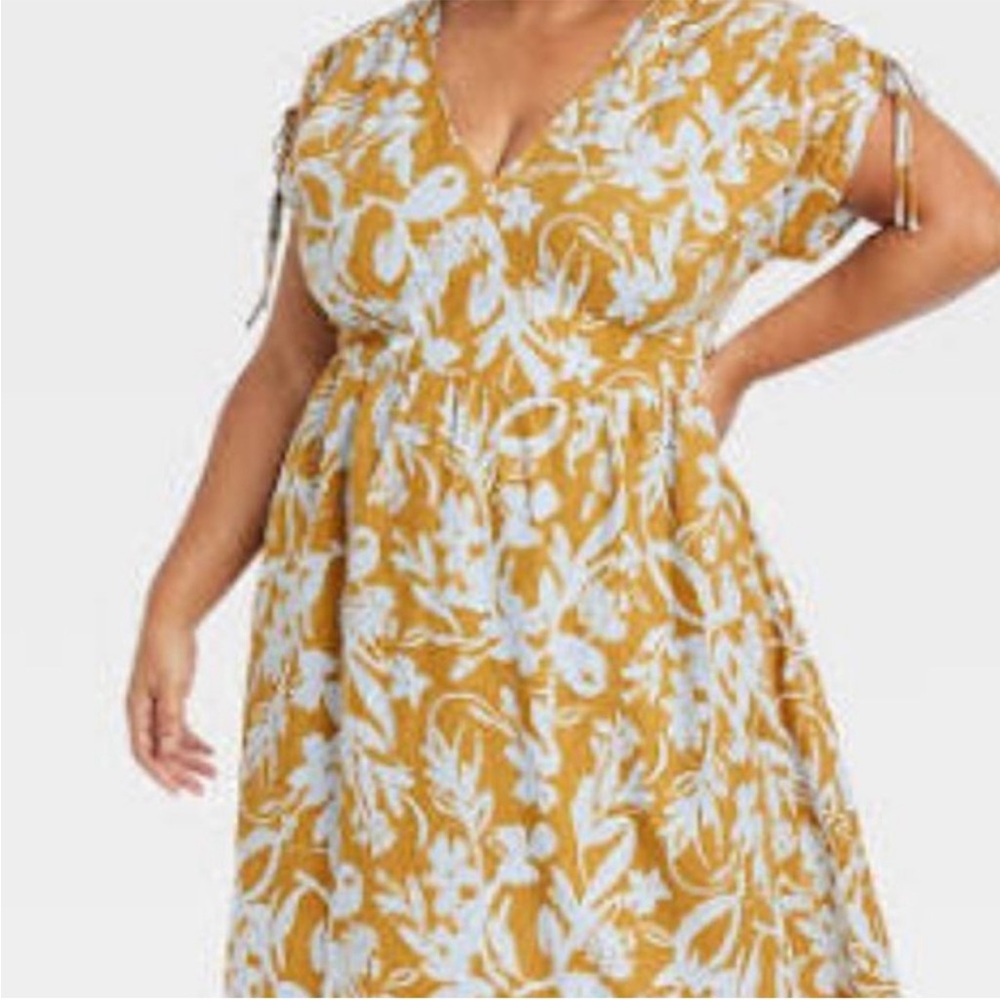 XL Ava & Viv Floral Sun Dress in YELLOW & Pale Blue ☀️ - Picture 3 of 8